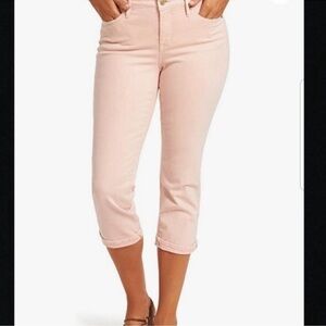 Nine‎ West Krystie capri Women's nude peach Pink Jeans fryed hem Sz 16